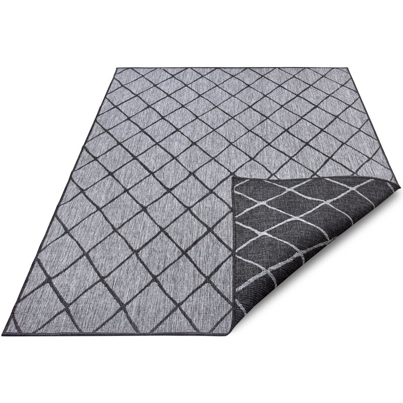 NORTHRUGS - Hanse Home koberce Kusový koberec Twin-Wendeteppiche 105456 Night Silver – na ven i na doma - 120x170 cm