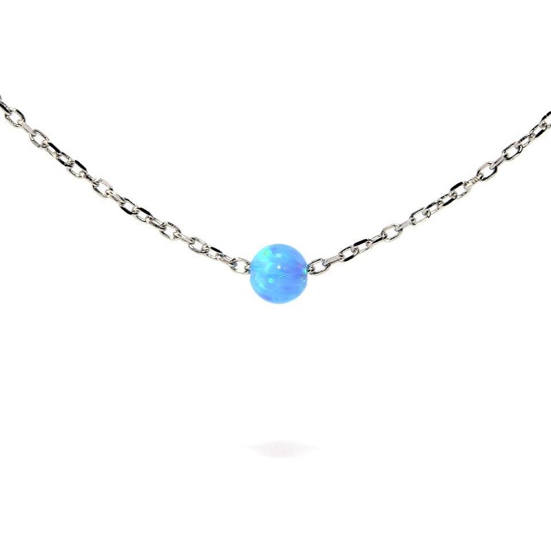 Rafity Stříbrný náhrdelník kuličky s modrým opálem