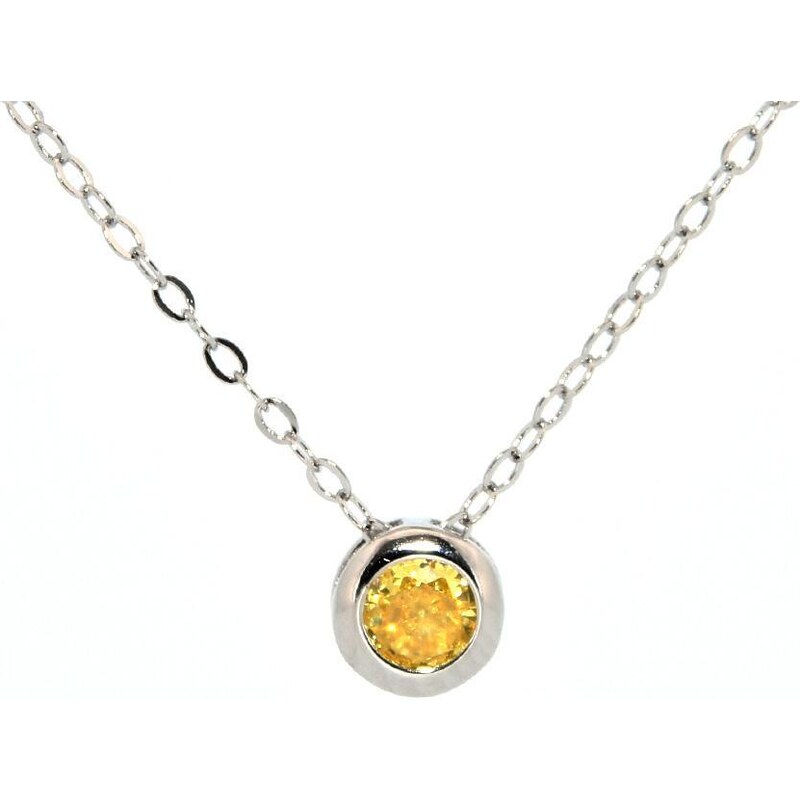 Rafity Stříbrný náhrdelník kolečko s citrínem