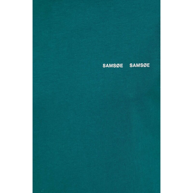 Bavlněné tričko Samsoe Samsoe Norsbro zelená barva, M20300010