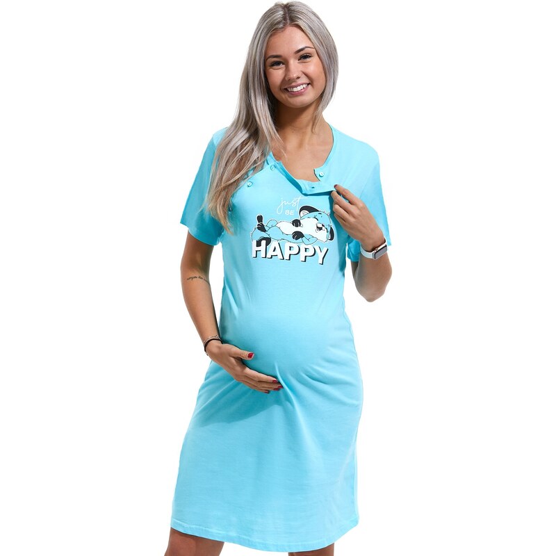 Naspani Azurová kojící a těhotenská košilka, just be happy - s