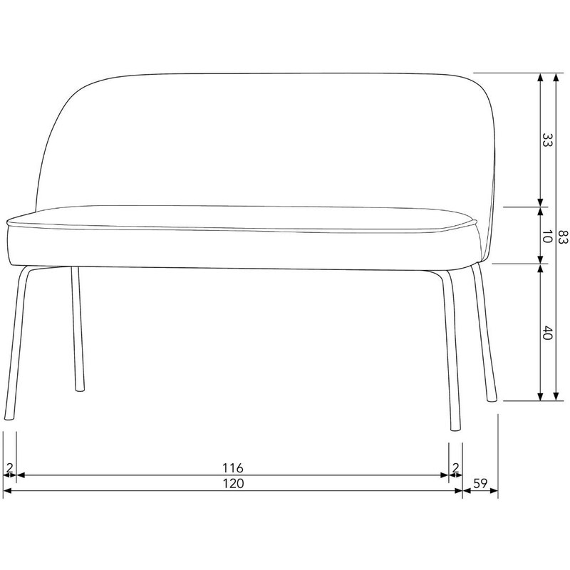 Hoorns Béžová látková jídelní lavice Tergi 120 cm