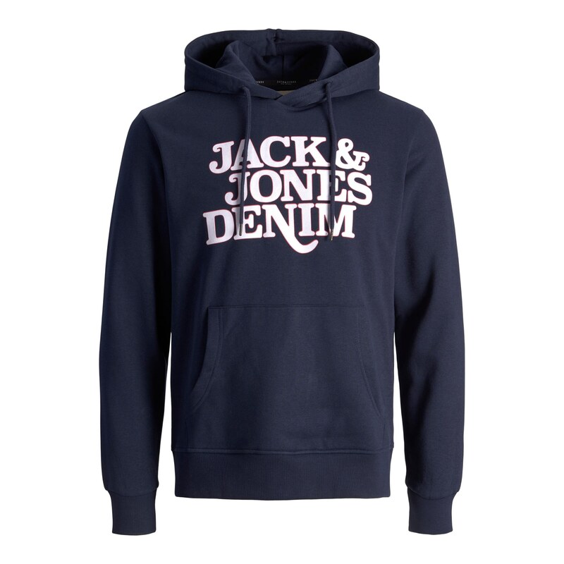 JACK & JONES Mikina Rack námořnická modř / světle šedá / červená