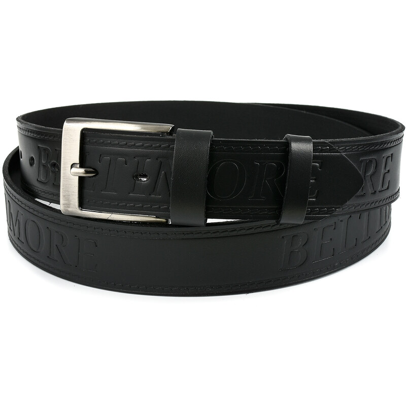Pánský černý široký kožený pásek Beltimore 525