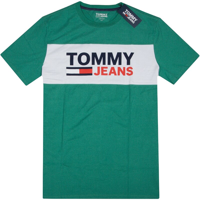 Tommy Hilfiger pánské tričko s krátkým rukávem Essential Wide Logo grn