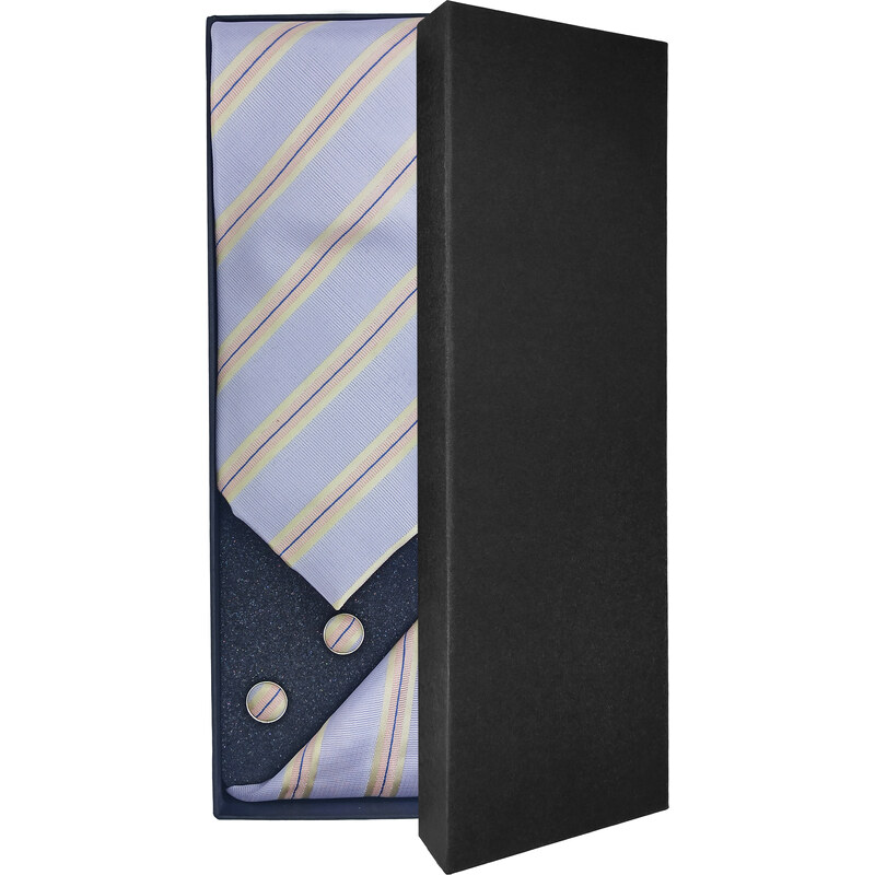 Světle fialová pánská kravata s proužky – Dárková sada