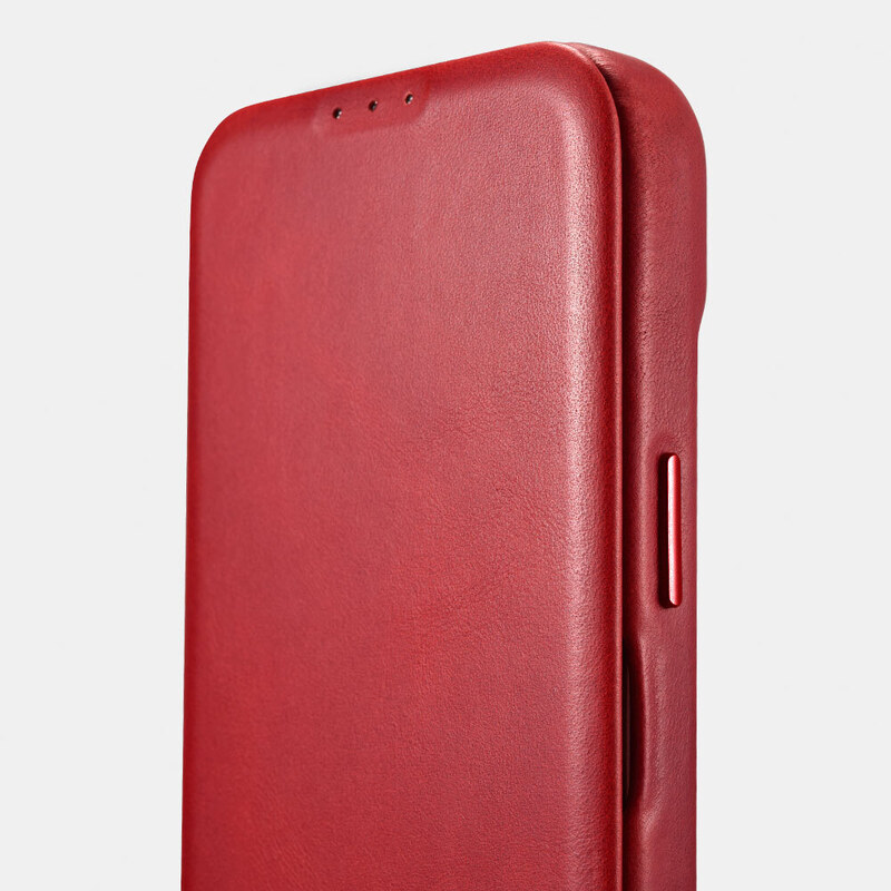 Knížkové pouzdro pro iPhone 14 PLUS - iCarer, Curved Edge MagSafe Red