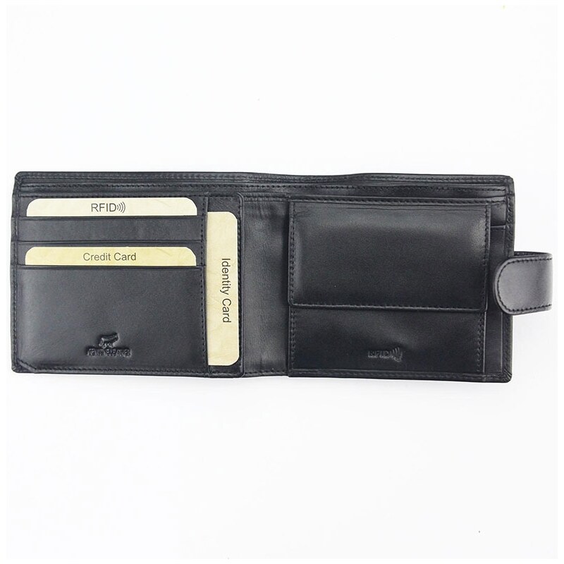 EL FORREST Černá pánská kožená peněženka s přezkou (GPPN291)