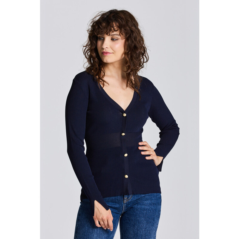 SVETR GANT D2. RIB CARDIGAN TOP modrá XS