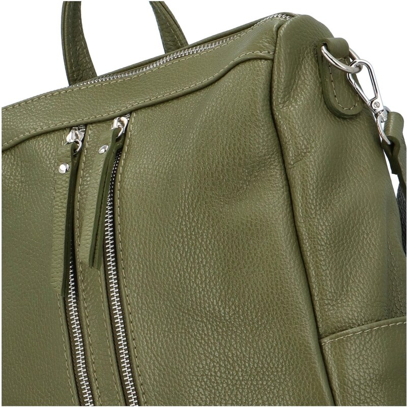 Dámský kožený batoh zelený - Delami Vera Pelle Randr zelená