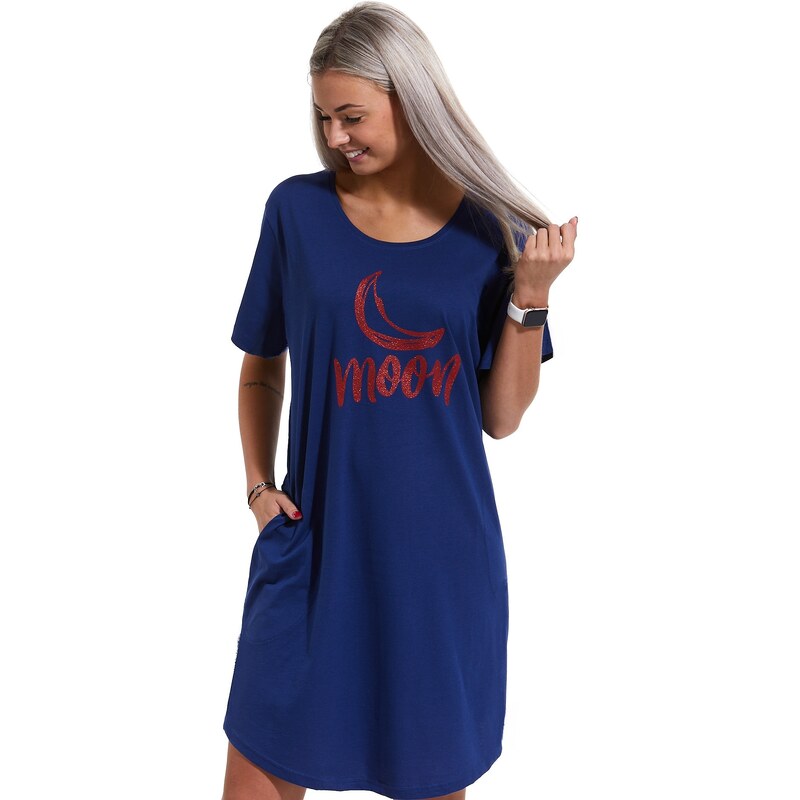 Naspani Námořnicky modrá noční košilka pro ženy, MOON 1C3141