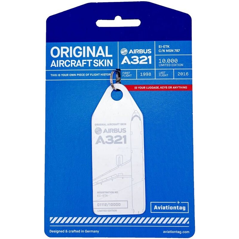 AVIATIONTAG Přívěsek z letadla Airbus A32-EI-ETK bílý 75539634