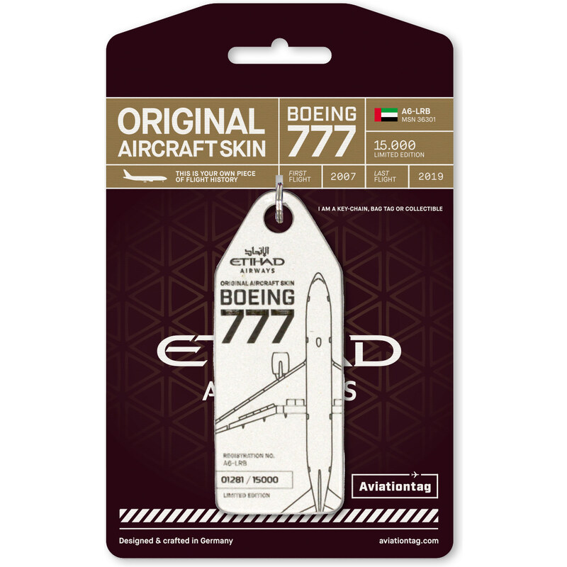 AVIATIONTAG Přívěsek z letadla Etihad Boeing 777-A6-LRB perleťový 75539637