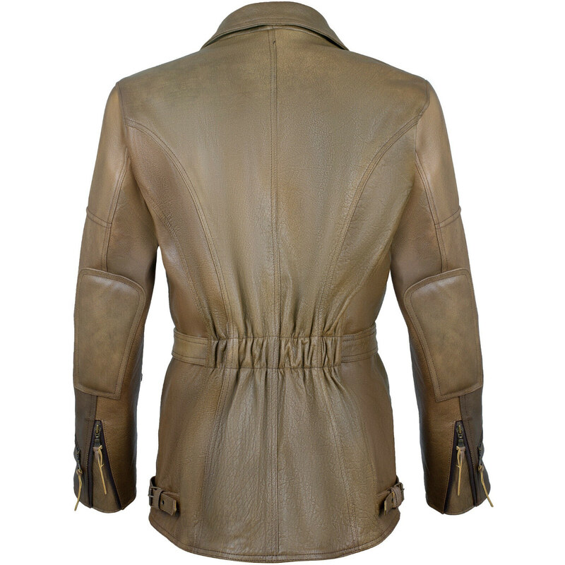 Pánský kožený 3/4 kabát Vintage Tan křivák s kapsami na chrániče - S / s chrániči +490,-Kč