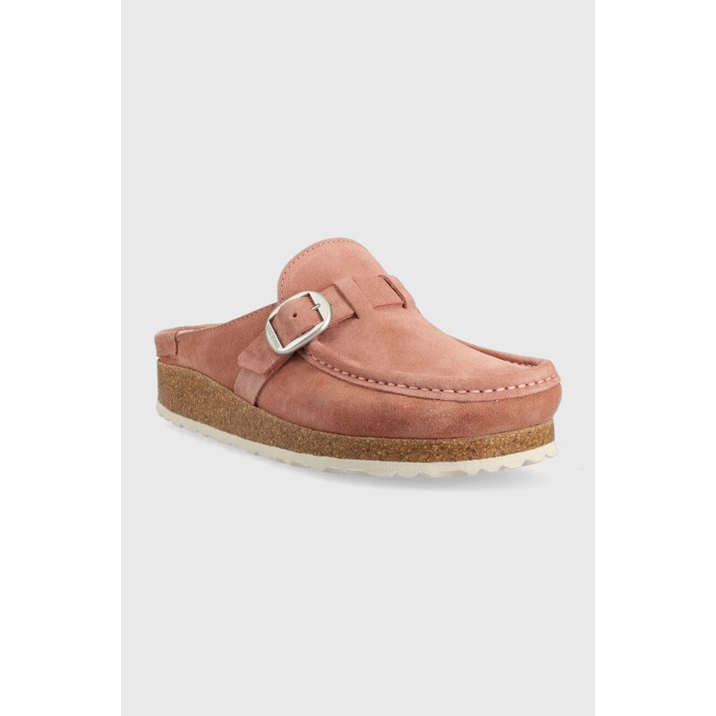 Semišové papuče Birkenstock Buckley růžová barva