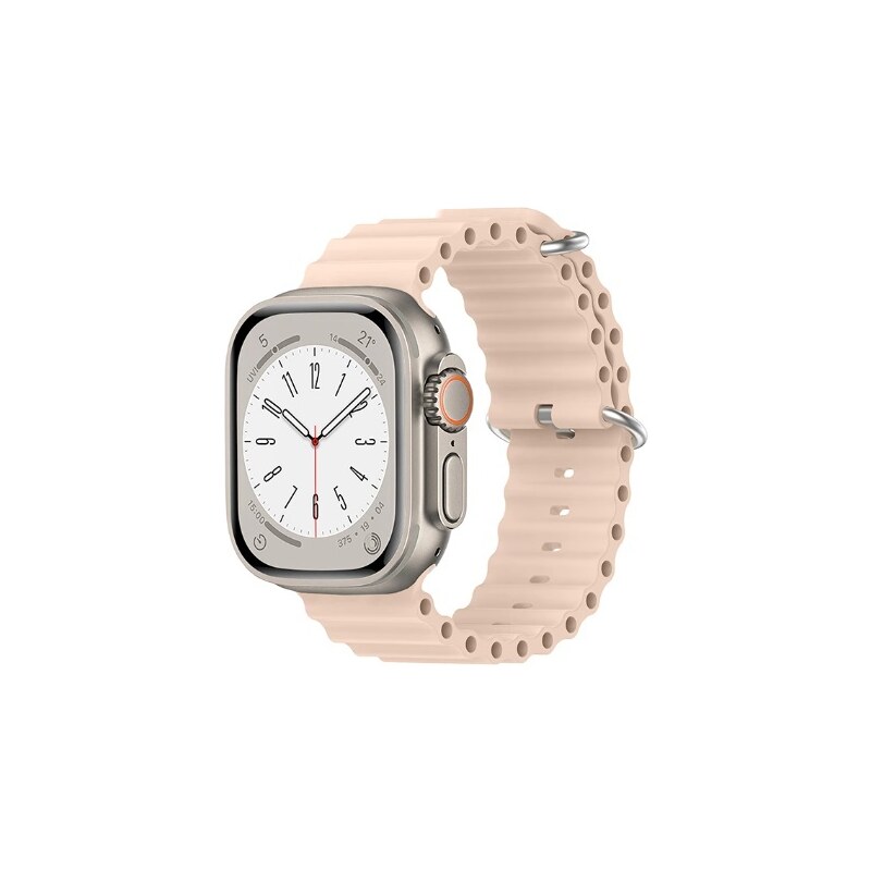 Crested Oceánský silikonový řemínek pro Apple Watch 42, 44, 45 a 49 mm lehce růžový