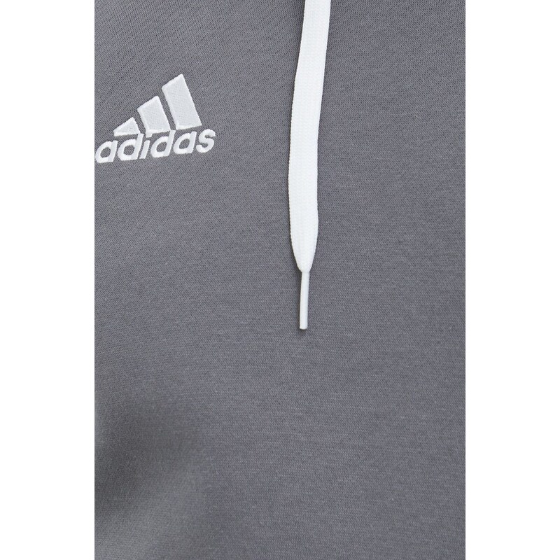 Mikina adidas Performance pánská, šedá barva, s kapucí, hladká, HB0578