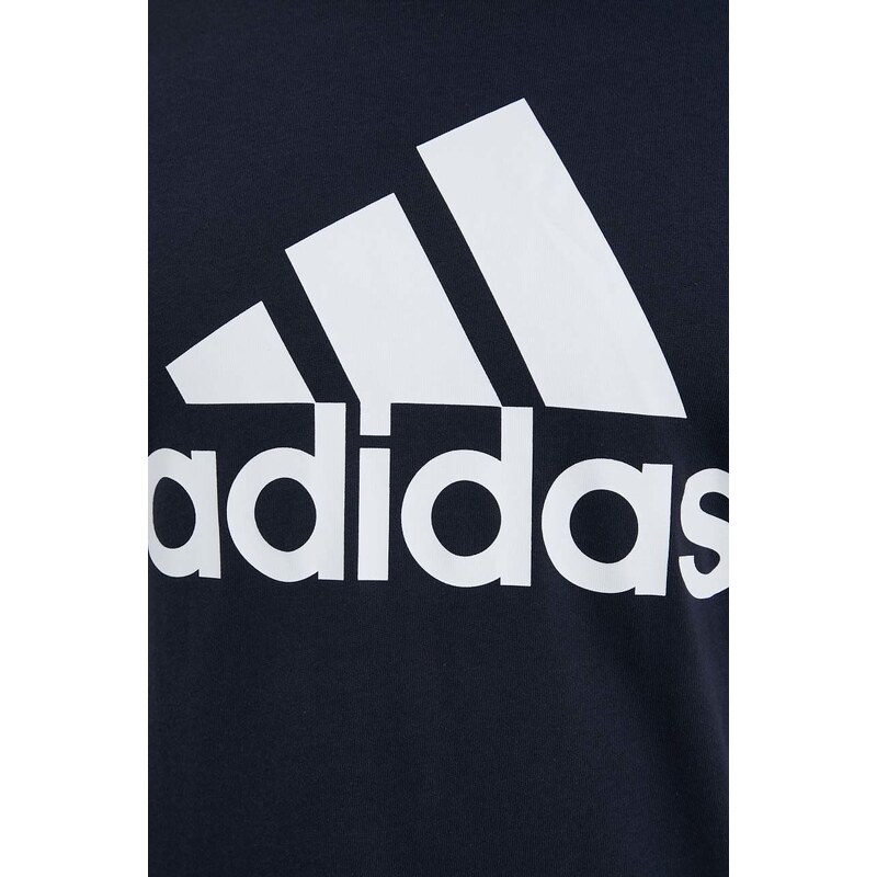 Bavlněné tričko adidas tmavomodrá barva, s potiskem, IC9348