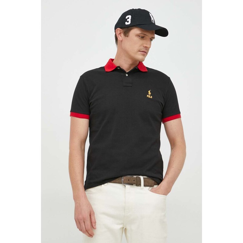 Bavlněné polo tričko Polo Ralph Lauren černá barva