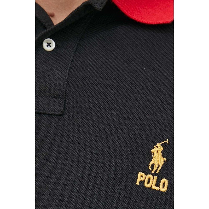 Bavlněné polo tričko Polo Ralph Lauren černá barva