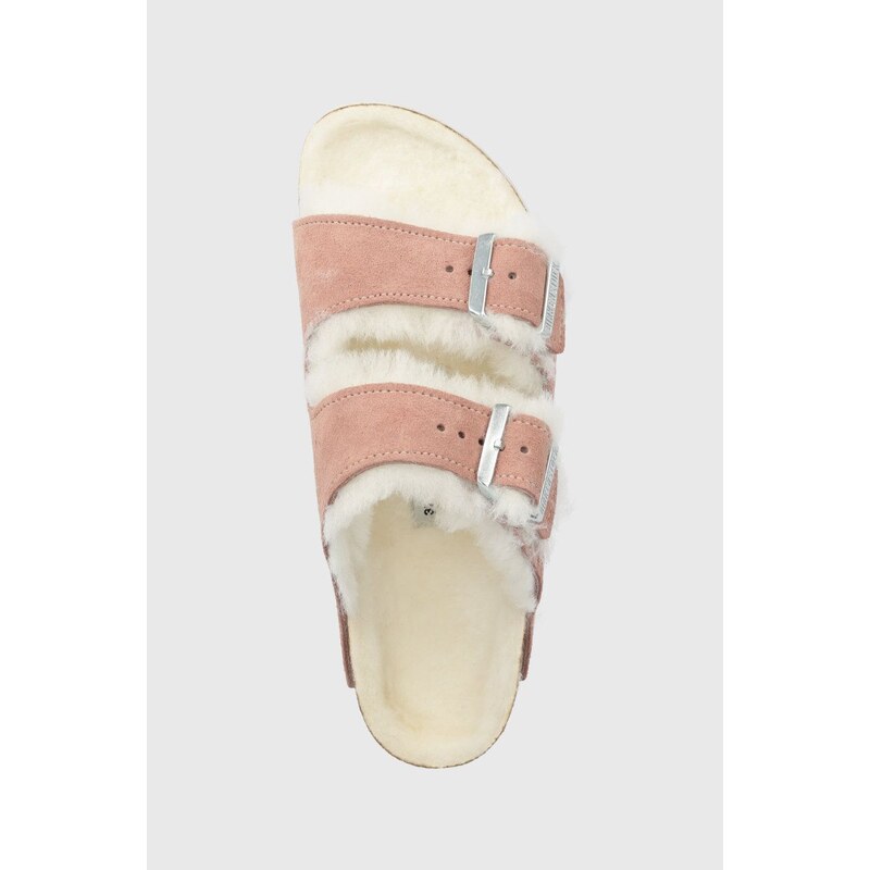 Semišové papuče Birkenstock Arizona Shearling růžová barva, 1023258