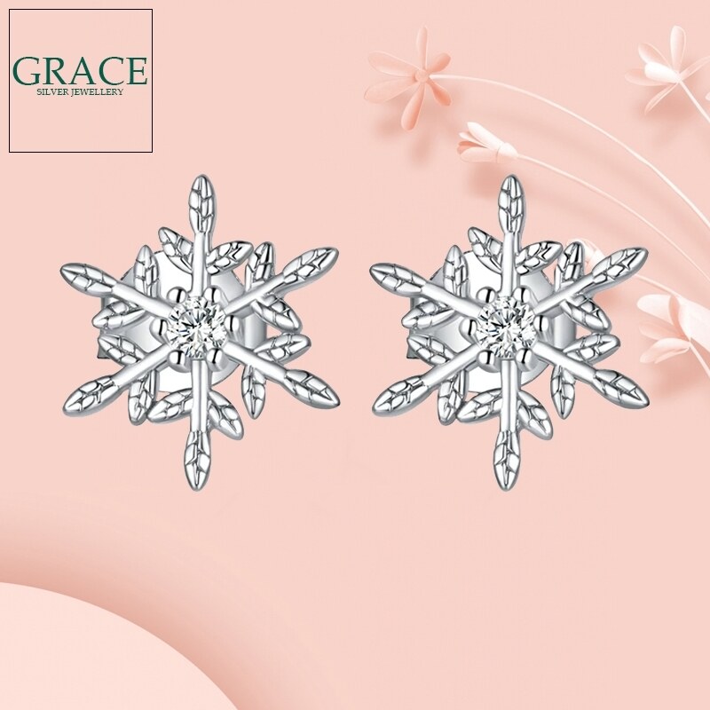 GRACE Silver Jewellery Stříbrné náušnice se zirkony Winter Romance, stříbro 925/1000