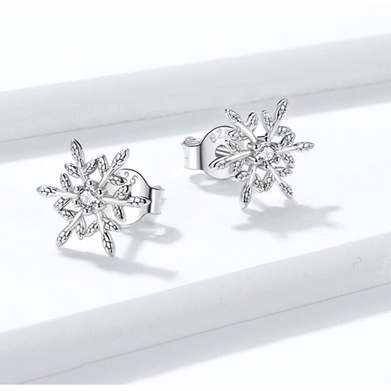 GRACE Silver Jewellery Stříbrné náušnice se zirkony Winter Romance, stříbro 925/1000