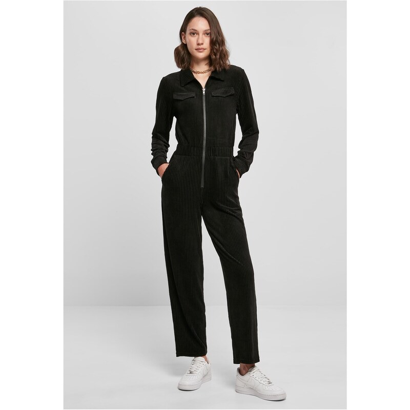 UC Ladies Dámský oblek Velvet Rib Boiler Suit černý