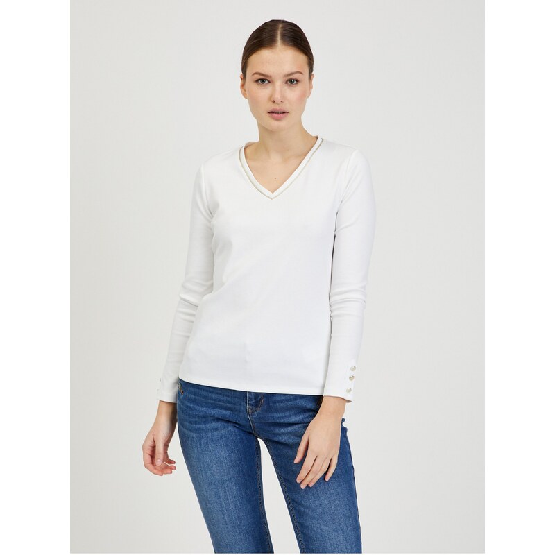 Bílé dámské tričko s dlouhým rukávem ORSAY - Dámské