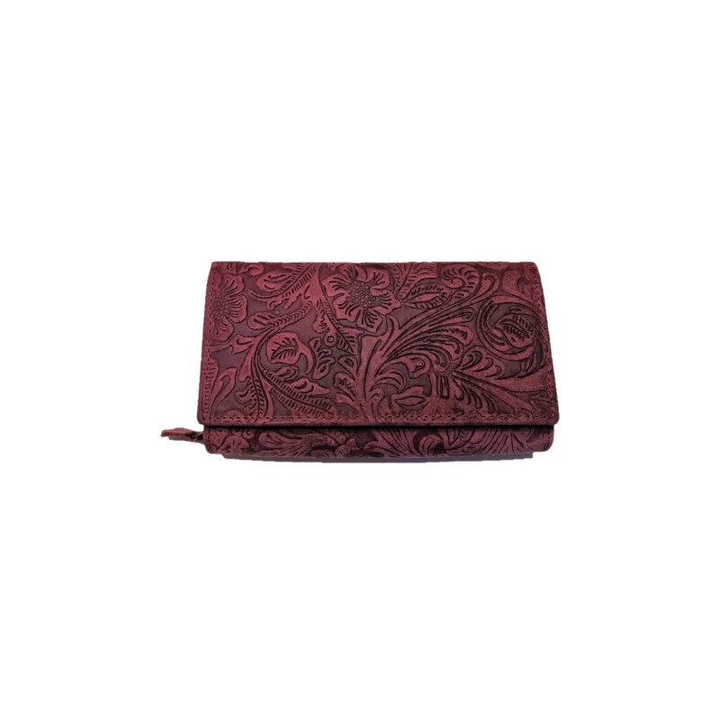 Dámská kožená peněženka kytka fialová
