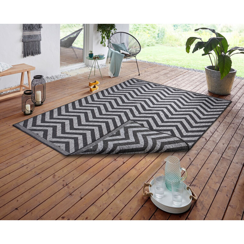 NORTHRUGS - Hanse Home koberce Kusový koberec Twin Supreme 105472 Palma Night Silver – na ven i na doma - 160x230 cm