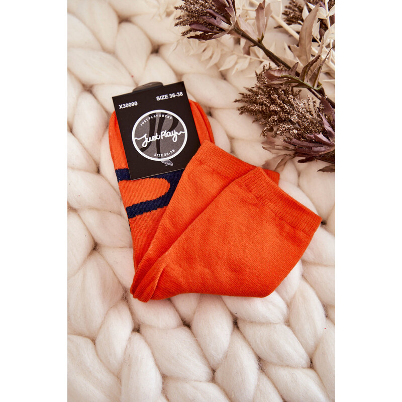 Kesi Dámské bavlněné ponožky Námořnický vzor oranžove