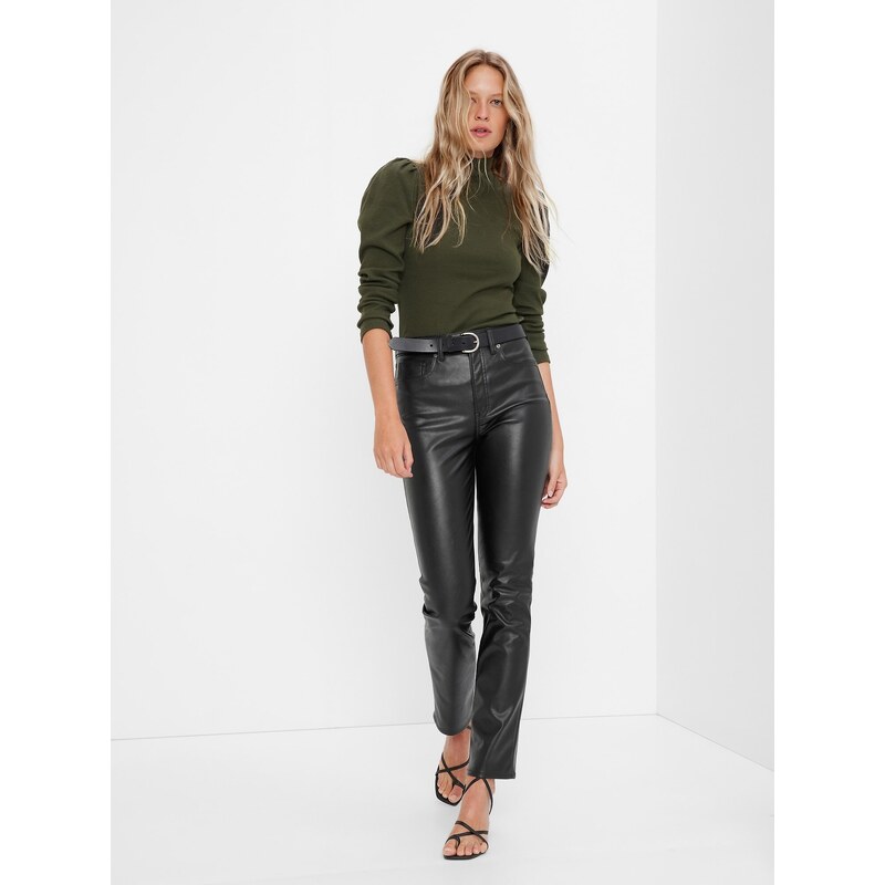 GAP Kalhoty slim high rise z umělé kůže - Dámské 107058512
