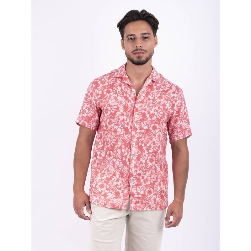 Panareha MAUI Linen Aloha Shirt red