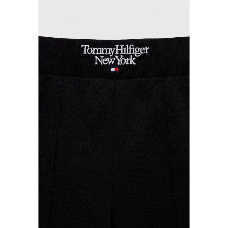 Dětské legíny Tommy Hilfiger černá barva, hladké