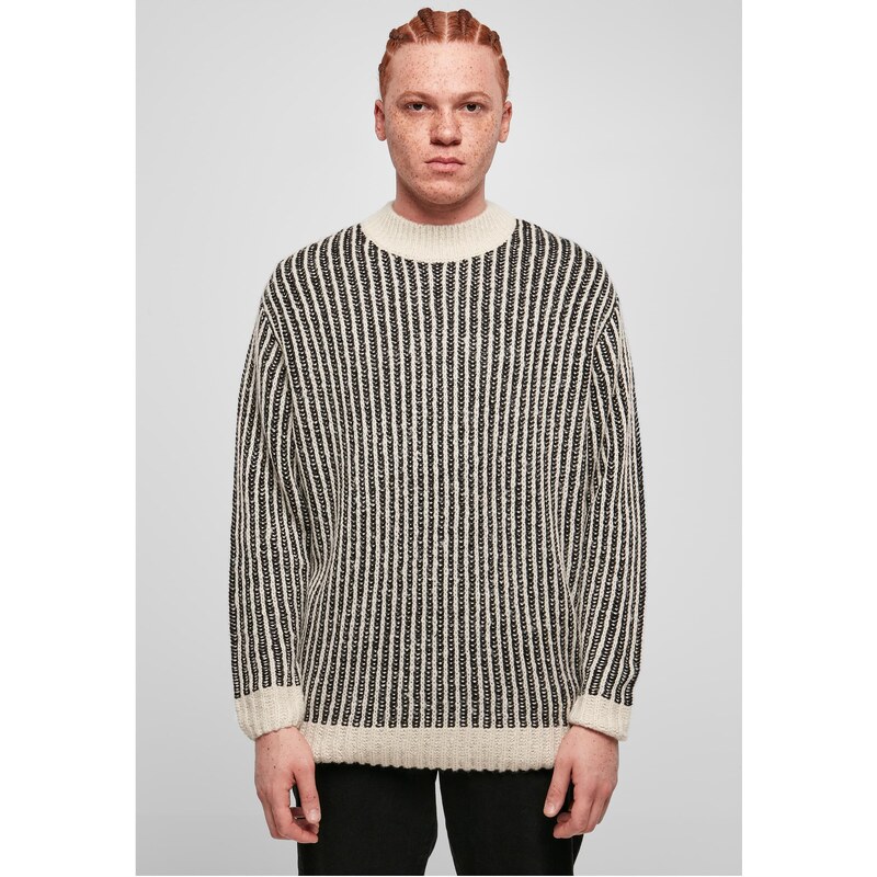 Urban Classics Oversized dvoubarevný svetr bílá písková/černá