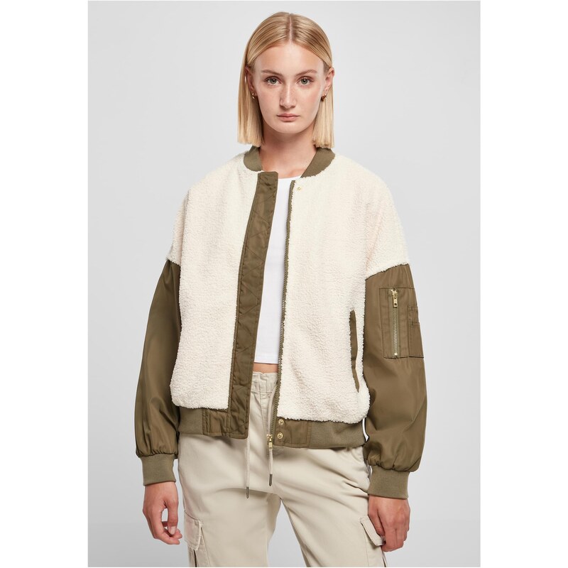 Urban Classics Dámská oversized Sherpa Mixed Bomber Jacket