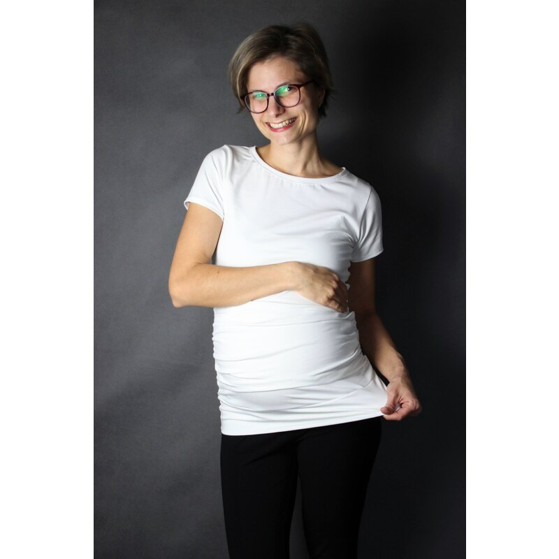 Těhotenské tričko Ella 2v1 Oriclo rostoucí bílé