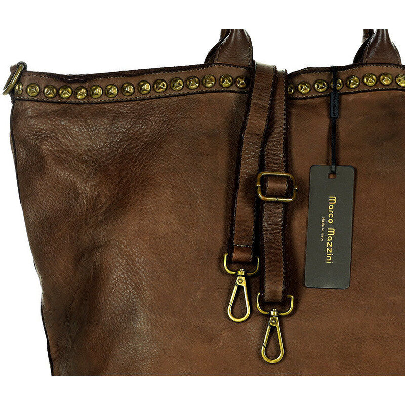 Marco Mazzini handmade Kožená kabelka přes rameno Mazzini M95 čokoládová
