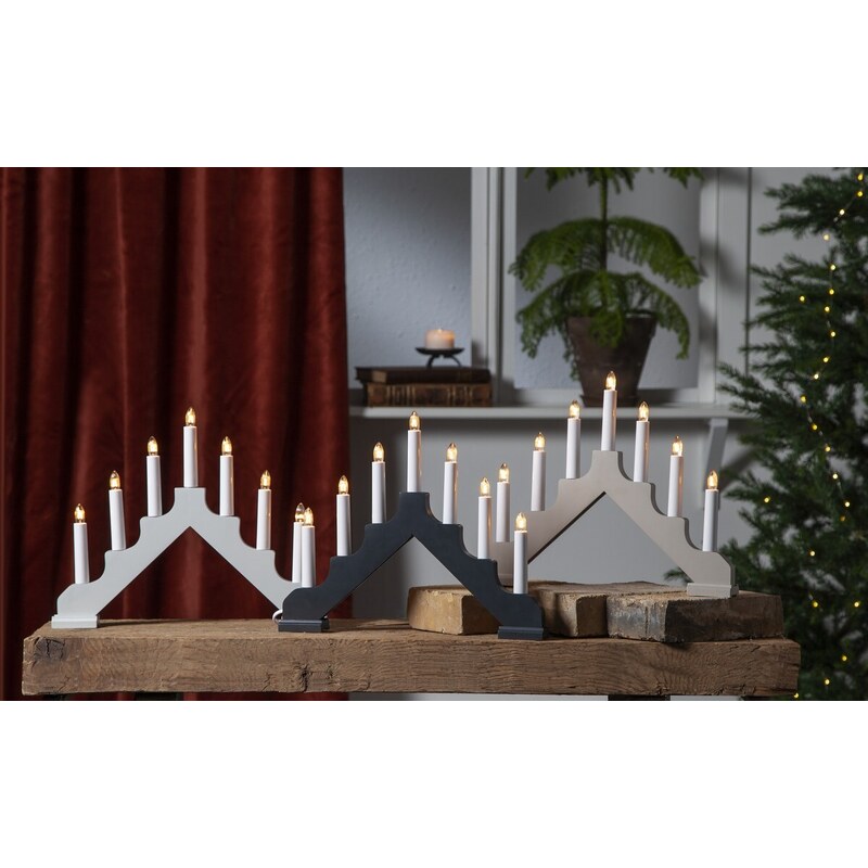 Dřevěný vánoční svícen výška 30 cm Star Trading Ada - šedý