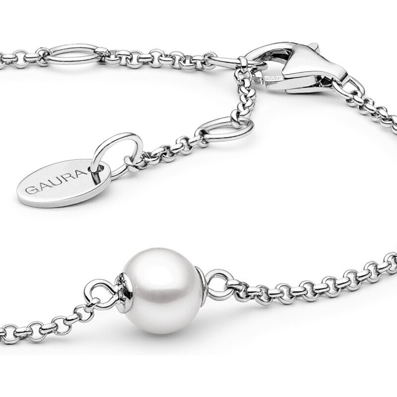 Gaura Pearls Stříbrný náramek s perlou a zirkonem Leah - stříbro 925/1000