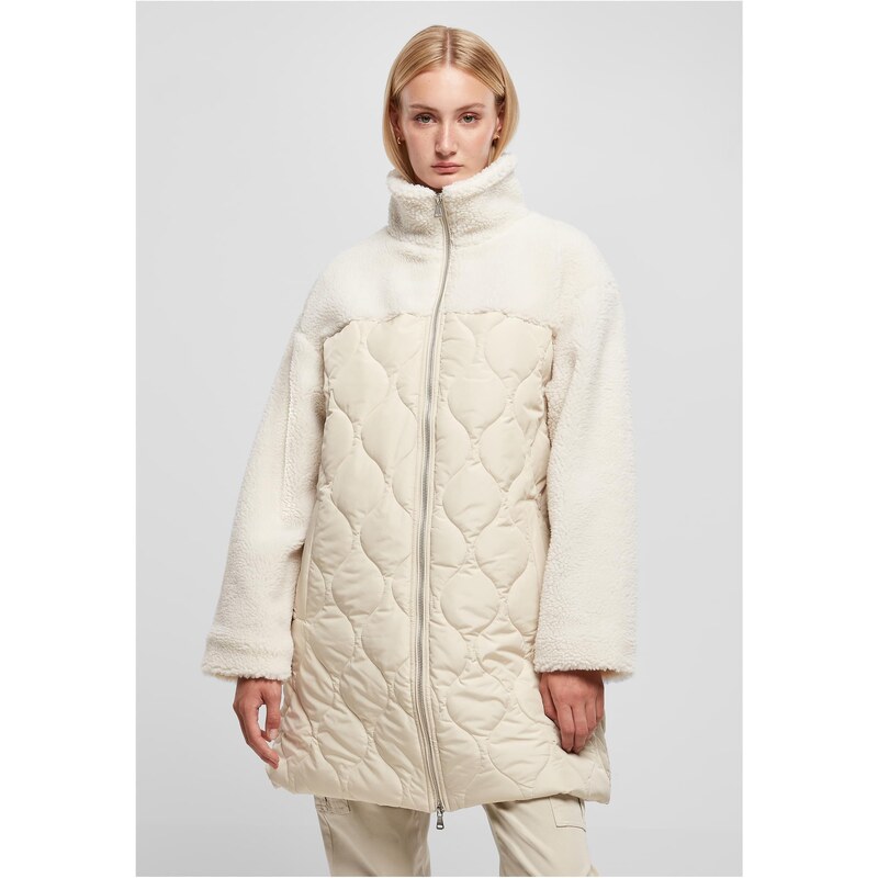 Urban Classics Dámský oversized Sherpa Quilted Coat softseagrass