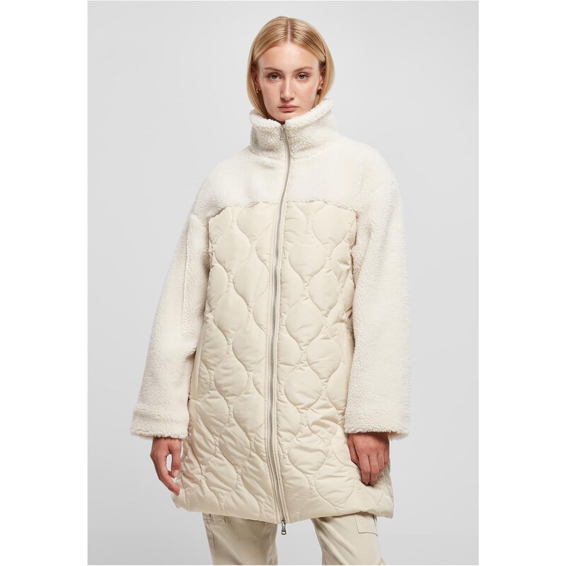 UC Ladies Dámský oversized Sherpa Quilted Coat softseagrass/white sand