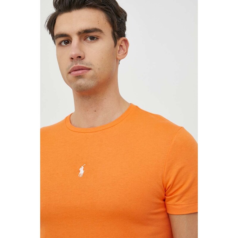 Bavlněné tričko Polo Ralph Lauren oranžová barva