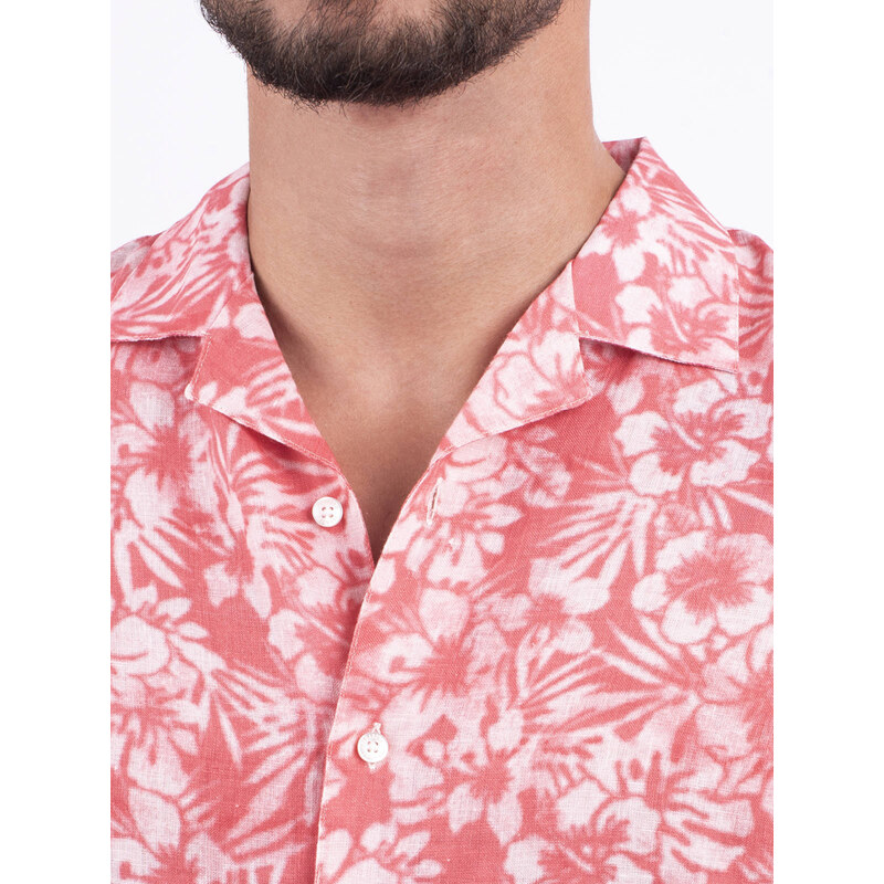 Panareha MAUI Linen Aloha Shirt red