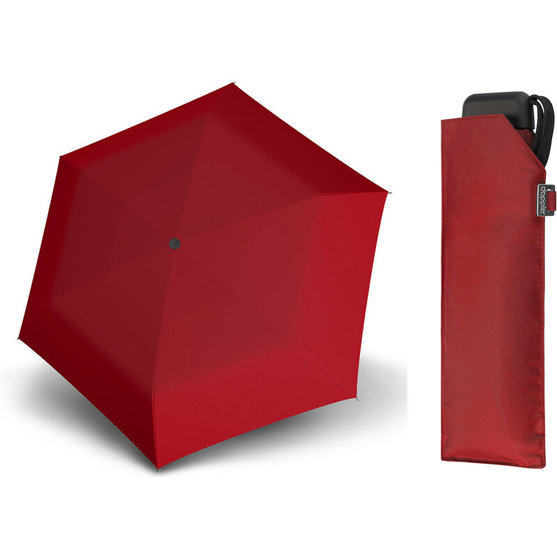 Doppler Carbonsteel SLIM UNI červený odlehčený skládací plochý deštník