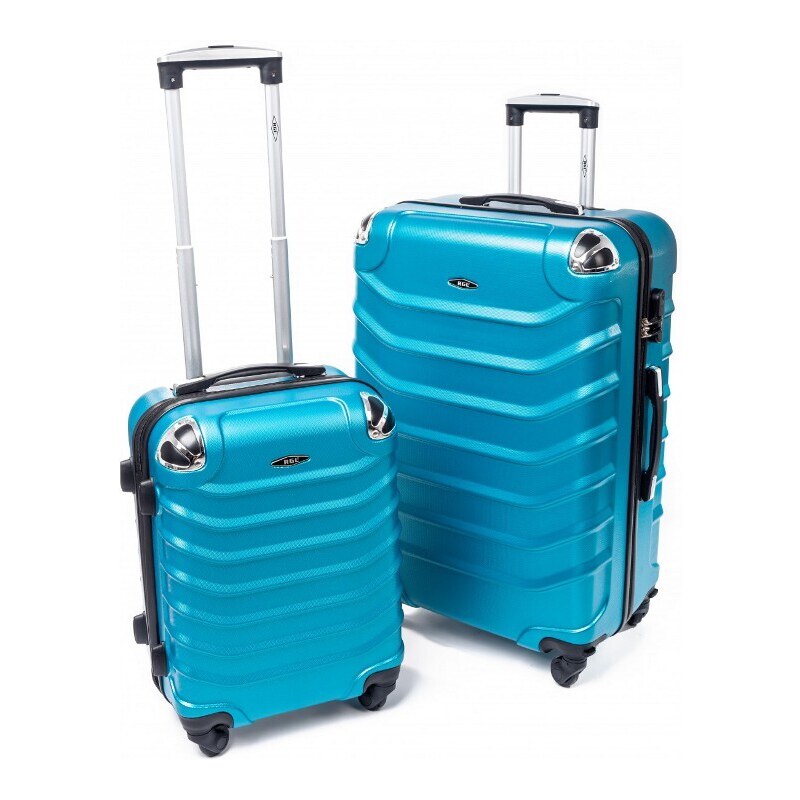 Rogal Tmavě tyrkysová 2 sada skořepinových kufrů "Premium" - vel. M, L + M, XL