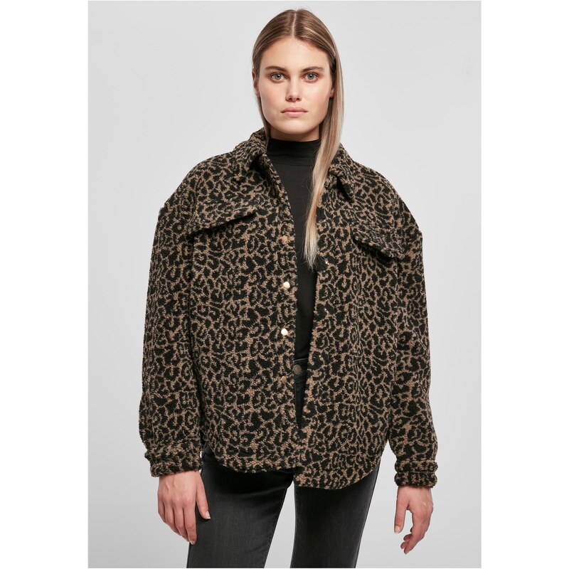 Urban Classics Dámská overshirt AOP Sherpa darktaupeleo