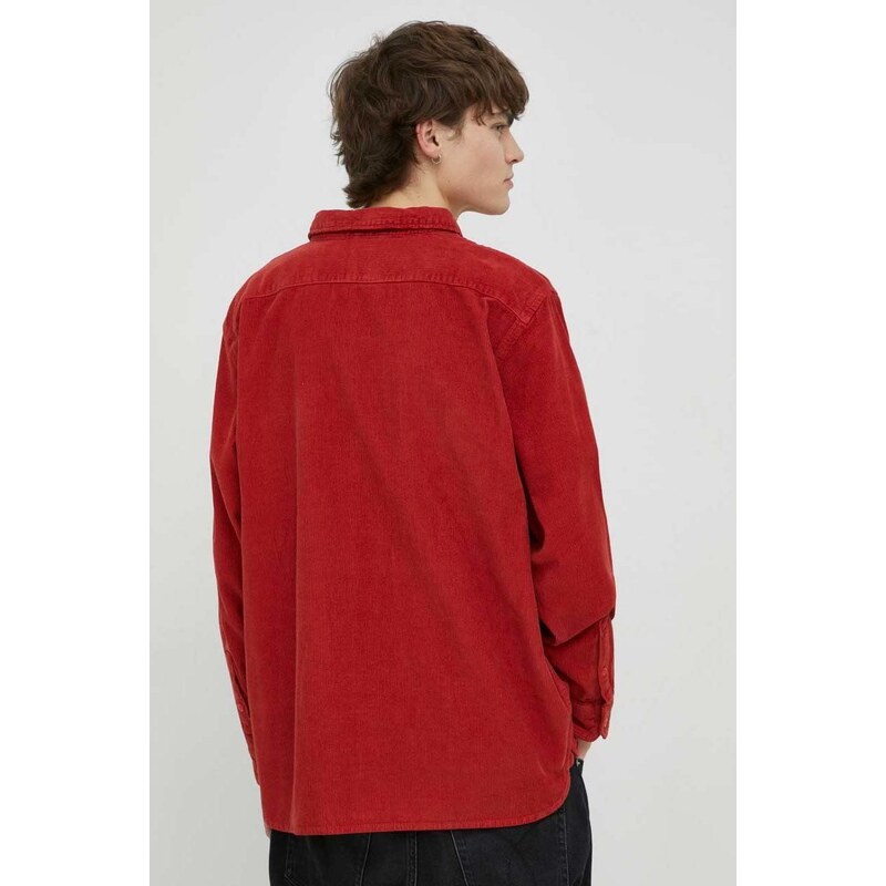 Manšestrová košile Levi's pánská, červená barva, relaxed, s klasickým límcem