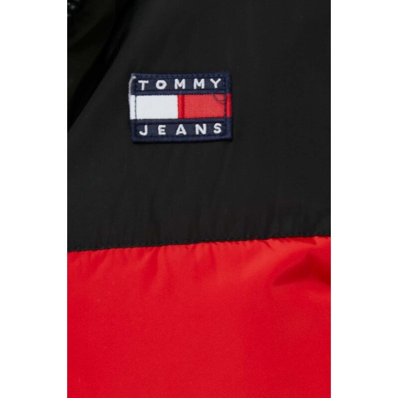 Bunda Tommy Jeans dámská, černá barva, zimní, oversize